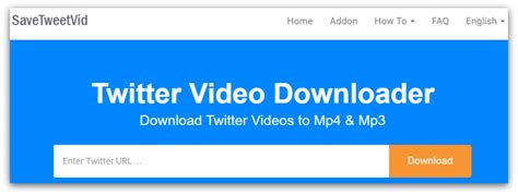 Download 4 Instagram Twitter - To download long videos. sssTwitter - Can be used as a plugin. Twitter Video Downloader - One-click video download. SaveTweetVid - Can convert to MP3. TWSaver - Adjustable download quality. GetMyTweet - Download from Twitter CDN servers. GetfVid - Video preview.